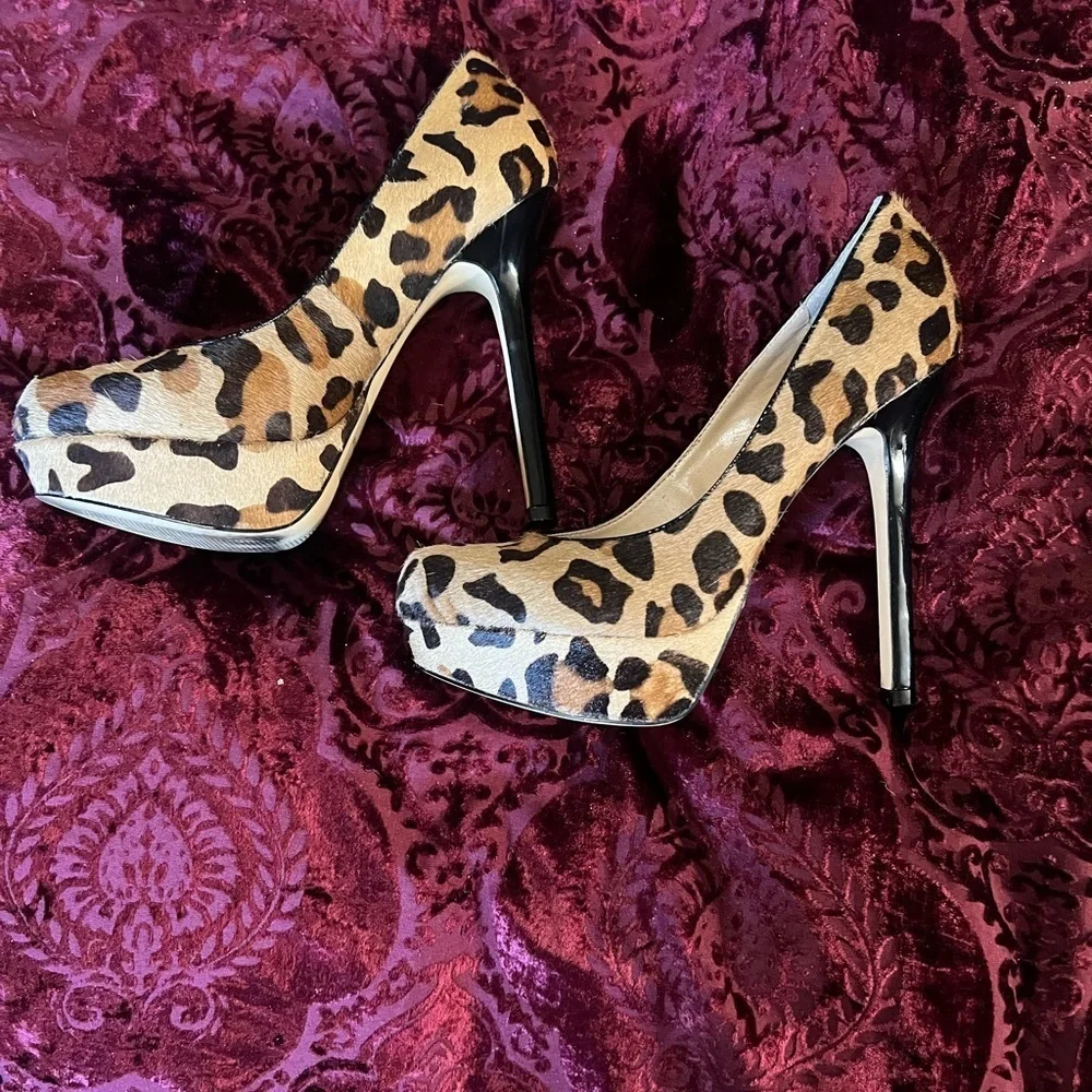 Steve Madden Leopard Print Platform Pumps - Tan, Black, Brown